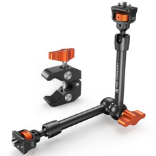 Шарнірний кронштейн K&F Concept Magic Arm 28 см із суперзатискачем 1/4" та 3/8", LED-світло, веб-камери та екшн-камер MS33 (KF31.132) 