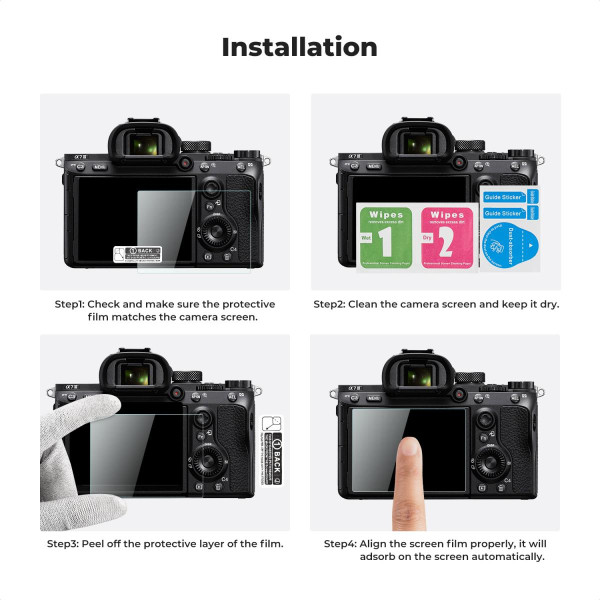 Набір захисного скла K&F Concept для Sony A7, A9, RX 3 шт, 0.3 мм, твердість 9H, hot shoe (SKU.2194)