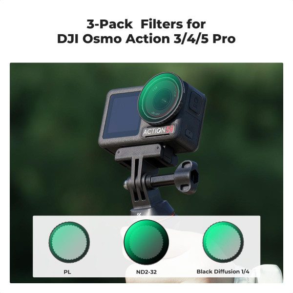 Светофильтр K&F Concept ND2-32 & PL & Black Mist 1/4 для DJI Osmo Action 5 Pro/Osmo Action 4/Osmo Action 3 (SKU.2360)