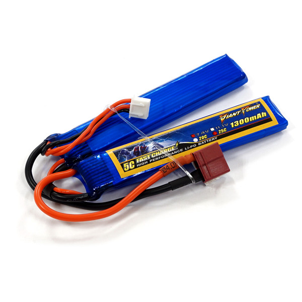 Акумулятор для страйкболу Giant Power (Dinogy) Li-Pol 1300 мАч 7,4 В 96x18x7,5 мм T-Plug 25C