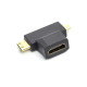 Переходник HDMI (F) to mini HDMI (M) / micro HDMI (M) Power Plant (CA912056)