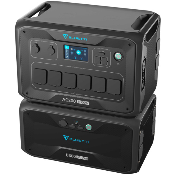 Зарядная станция Bluetti AC300 3000W + аккумуляторный модуль B300 3072Wh, 853333mAh