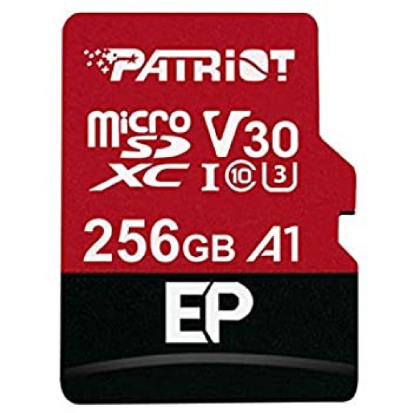 Карта памяти microSDXC (UHS-1 U3) Patriot EP Series 256Gb class 10 V30 (R-100MB/s, W-80MB/s) (adapter SD)