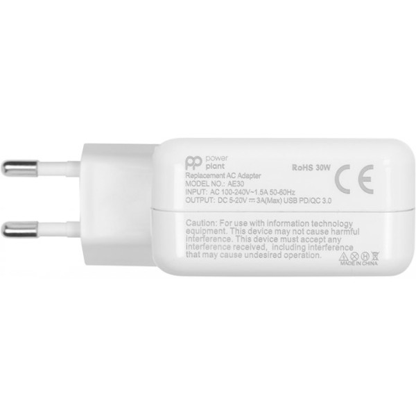 Блок питания PowerPlant для ноутбука APPLE 20 В 30 Вт 1.5 A USB Type-C (AP29USBC)