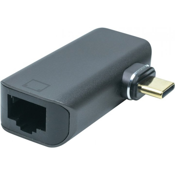 Адаптер PowerPlant USB Type-C - RJ-45, 100/1000 Мбіт/с чорний (CA914296)
