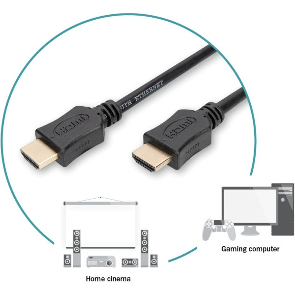 Кабель Digitus HDMI UHD 4K, w/Ethernet, type A M/M, 1 m (AK-330107-010-S)