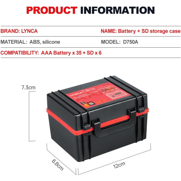 Жесткий органайзер для хранения аккумуляторов LYNCA и держатель для SD-карты D750A