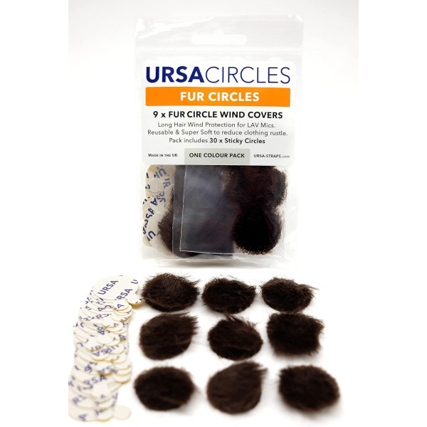 Меховые кружки URSA Straps Fur Circles 9 шт. + 30 липких полосок, коричневые (U-FC-9-BRN)