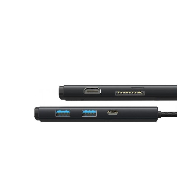 USB-хаб серії Baseus Lite, 6-портова док-станція Type-C (Type-C на HDMI + USB 3.0×2 + Type-C для передачі даних + SD/TF) Чорна