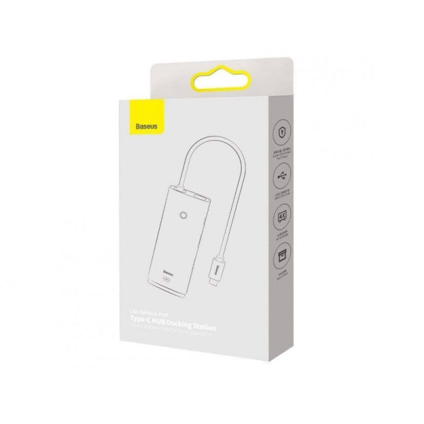 USB-хаб серії Baseus Lite, 6-портова док-станція Type-C (Type-C на HDMI + USB 3.0×2 + Type-C для передачі даних + SD/TF) Чорна