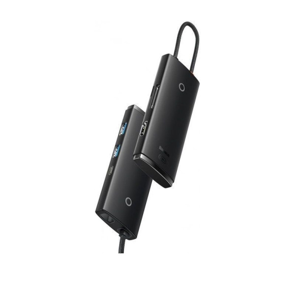 USB-хаб серії Baseus Lite, 6-портова док-станція Type-C (Type-C на HDMI + USB 3.0×2 + Type-C для передачі даних + SD/TF) Чорна