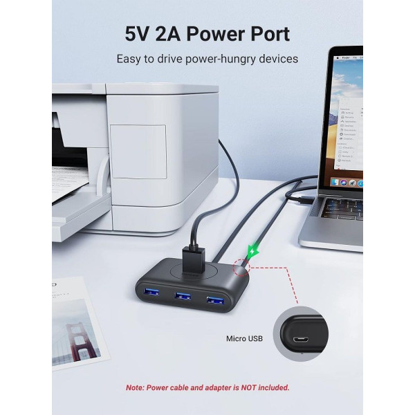 USB-хаб UGREEN CR113 USB 3.0 Hub 1m (Black) (UGR-20291)