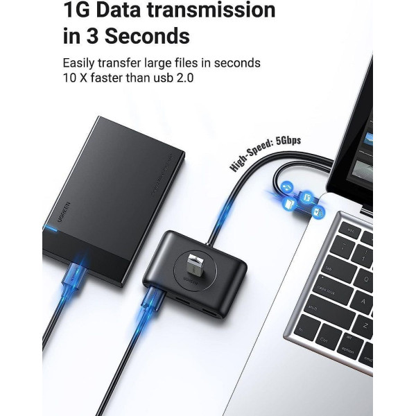USB-хаб UGREEN CR113 USB 3.0 Hub 1m (Black) (UGR-20291)