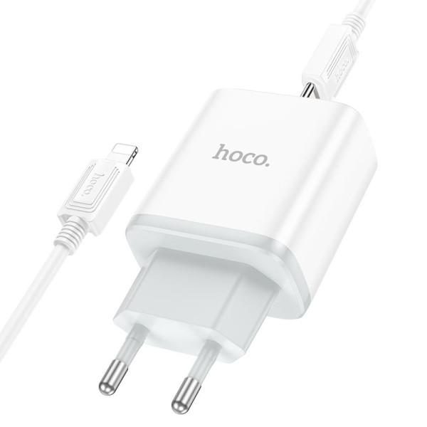 Сетевое зарядное устройство с кабелем HOCO C104A Stage single port PD20W Charger Set (C to iP)(EU) White