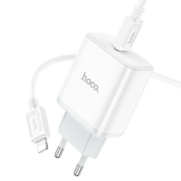 Сетевое зарядное устройство с кабелем HOCO C104A Stage single port PD20W Charger Set (C to iP)(EU) White