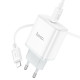 Сетевое зарядное устройство с кабелем HOCO C104A Stage single port PD20W Charger Set (C to iP)(EU) White