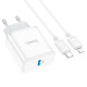 Сетевое зарядное устройство с кабелем HOCO C104A Stage single port PD20W Charger Set (C to iP)(EU) White