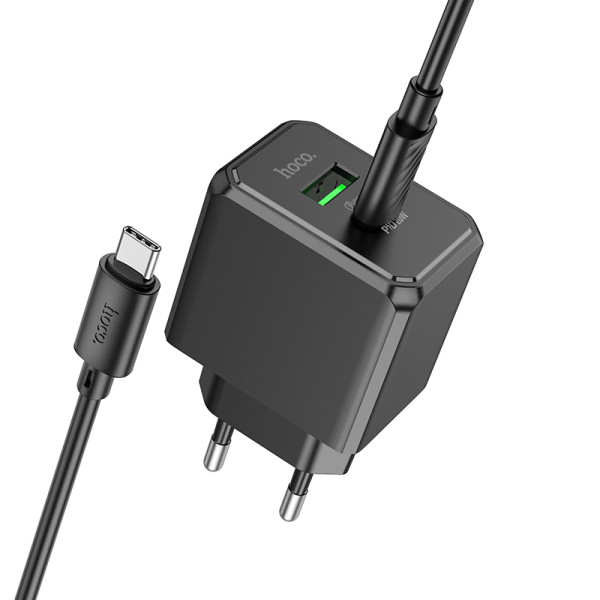 Сетевое зарядное устройство с кабелем HOCO CS14A Ocean PD20W+QC3.0 charger set (Type-C to Type-C) Black