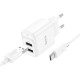 Сетевое зарядное устройство с кабелем HOCO C141A Smart dual-port charger set(Type-C) White
