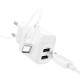 Сетевое зарядное устройство с кабелем HOCO C141A Smart dual-port charger set(Type-C) White