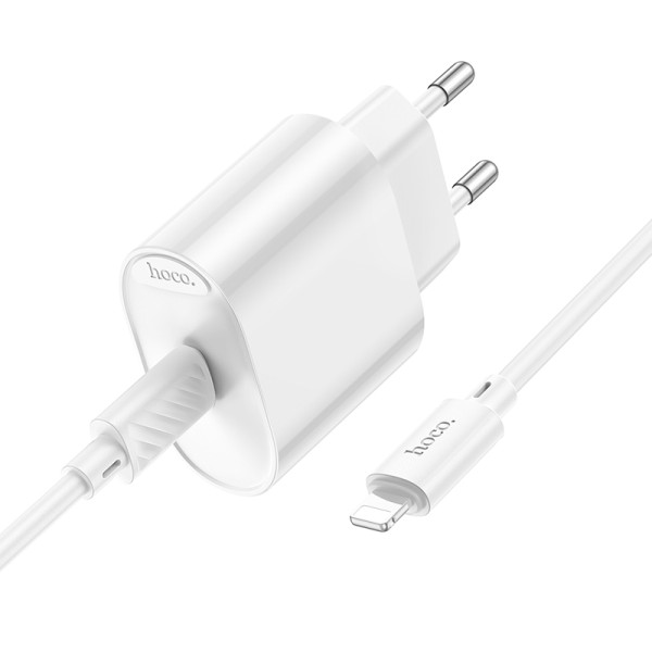 Сетевое зарядное устройство с кабелем HOCO C109A(PD20W) Fighter single port PD20W charger set (C to iP) White