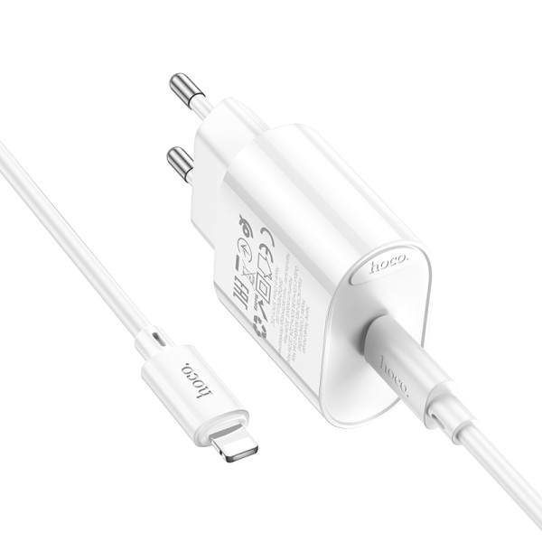 Сетевое зарядное устройство с кабелем HOCO C109A(PD20W) Fighter single port PD20W charger set (C to iP) White