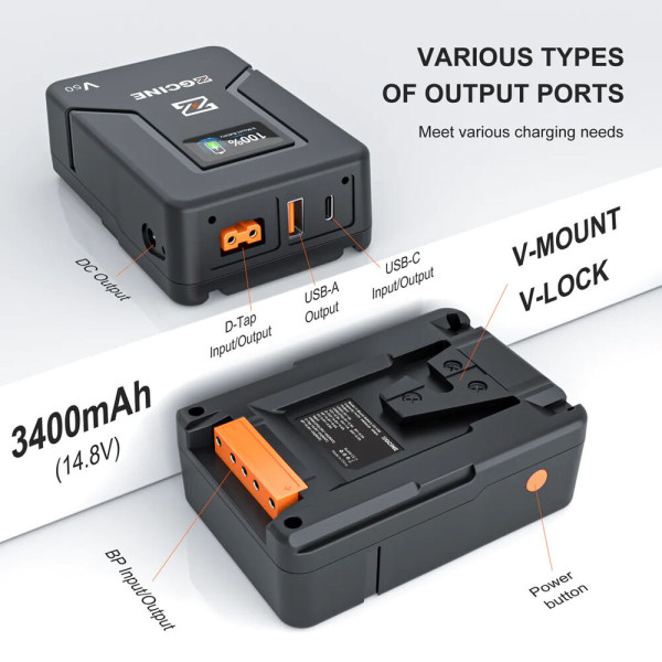 Акумулятор ZGCINE V50 (50Wh) Pocket-Size V-Mount Battery USB-C PD in/out Fast Charging (ZG-V50)
