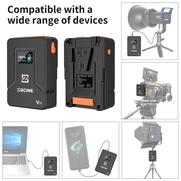 Акумулятор ZGCINE V50 (50Wh) Pocket-Size V-Mount Battery USB-C PD in/out Fast Charging (ZG-V50)