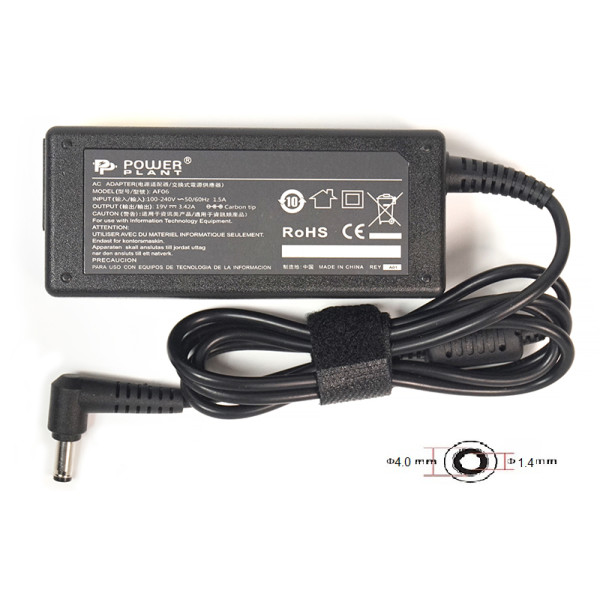 Блок живлення для ноутбуків PowerPlant ASUS 220В, 19В 65Вт 3.42А (4.0*1.35)