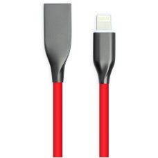 Кабель PowerPlant USB - Lightning, 2м, силикон, красный
