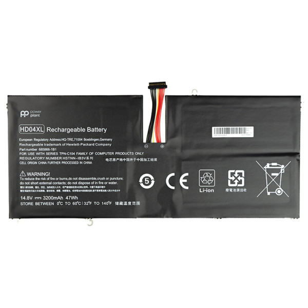 Акумулятор PowerPlant для ноутбуків HP Envy Spectre XT 13-2120TU (HD04XL) 14,8 В 3200 мАч