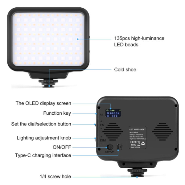 Накамерне світло Puluz PU634 RGB