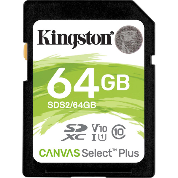 Карта памяти SDXC (UHS-1 U1) Kingston Canvas Select Plus 64Gb class 10 V10 (R-100MB/s)