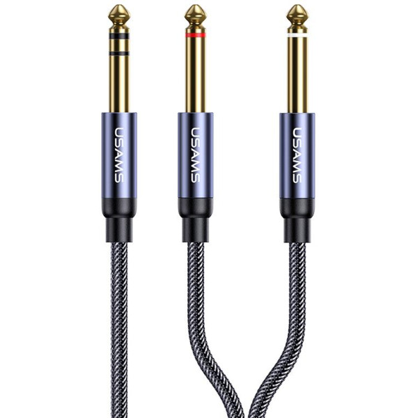 Аудио-кабель Usams US-SJ540 3.5mm to Dual 6.35mm Aluminum Alloy Audio Cable 2m Tarnish