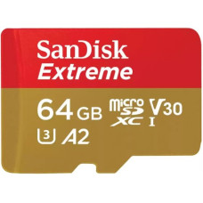 Карта пам'яті microSDXC (UHS-1 U3) SanDisk Extreme для мобільного геймінгу A2 64 ГБ класу 10 V30 (R170 МБ/с, W80 МБ/с)