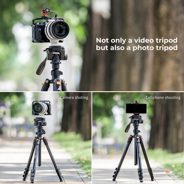 Видео штатив K&F Concept K234A0+Держатель телефона, max 3кг, h 162см (KF09.115)