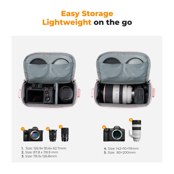 Слинг-сумка K&F Concept Urban Wander 5L — компактная сумка для камеры DSLR/SLR, лёгкая кроссбоди-сумка для фотографов Pink (KF13.179V2)
