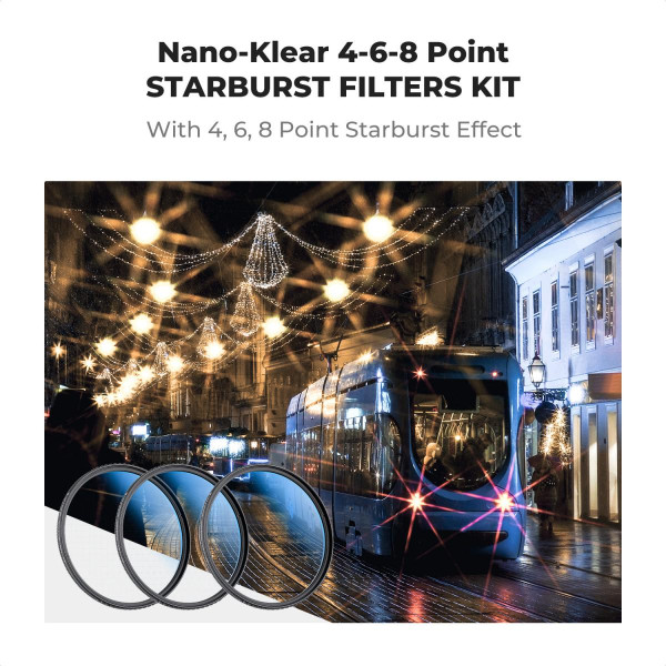 Набір світлофільтрів K&F Concept 82mm Nano-K Series Star Filters 3-в-1 (4/6/8 променів) (KF01.2135V1)