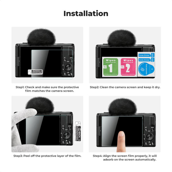 Набір захисного скла K&F Concept для Sony ZV-1 / ZV-1 II / ZV-E10 3 шт, 0.3 мм, твердість 9H, hot shoe (SKU.2195)