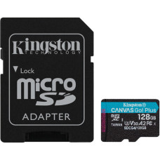 Карта памяти microSDXC (UHS-1 U3) Kingston Canvas Go! Plus 128Gb class 10 A2 V30 (R200MB/s) (adapter SD)