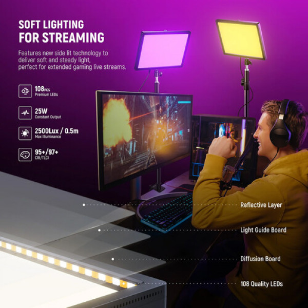 Стримінговий LED RGB світло Neewer GL25C Key Light для трансляцій та контент-зйомки (GL25C)