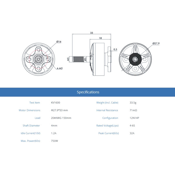 Мотор T-Motor F40 PRO III 2306.5 1600KV 4-6S для мультикоптеров (серый)