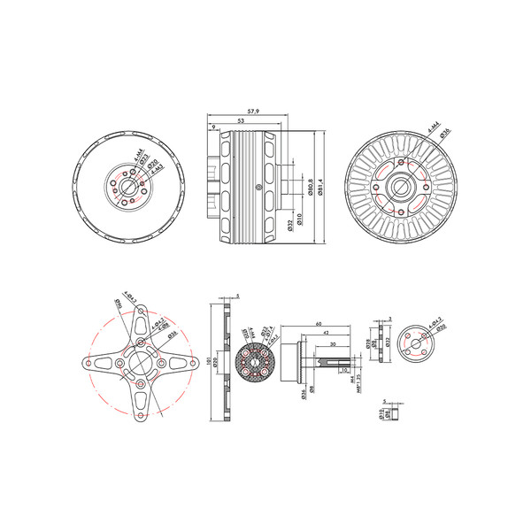 Мотор T-Motor AT7215 30CC KV270 8S 4800W для літаків
