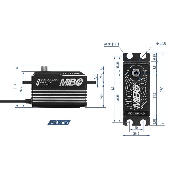 Сервопривід MIBO MB-2311WP 14.5кг/0.062с/8.4В безколекторний