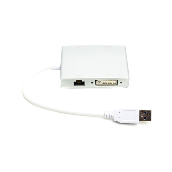 Переходник USB 3.0 до HDMI, DVI, VGA, RJ45 Gigabit Ethernet Power Plant (CA912087)