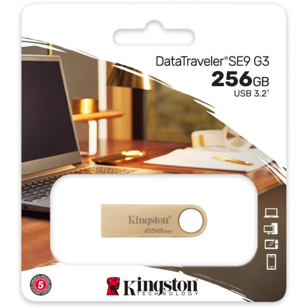 Флеш-накопитель Kingston USB 3.2 SE9 G3 256GB 220MB/s Metal/Gold