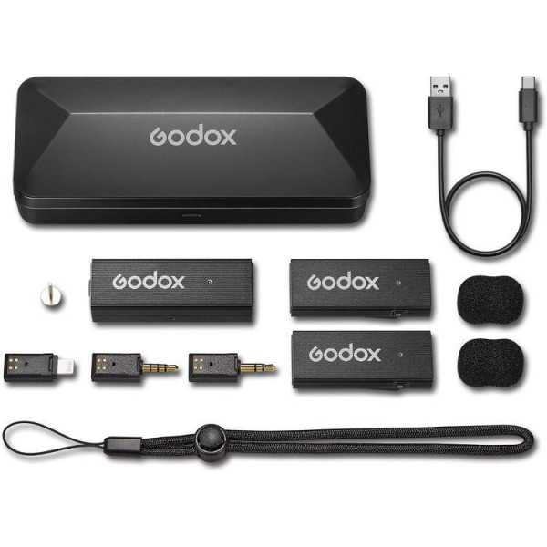 Беспроводная микрофонная система Godox MoveLink Mini LT для 2 человек для камер и устройств iOS Black
