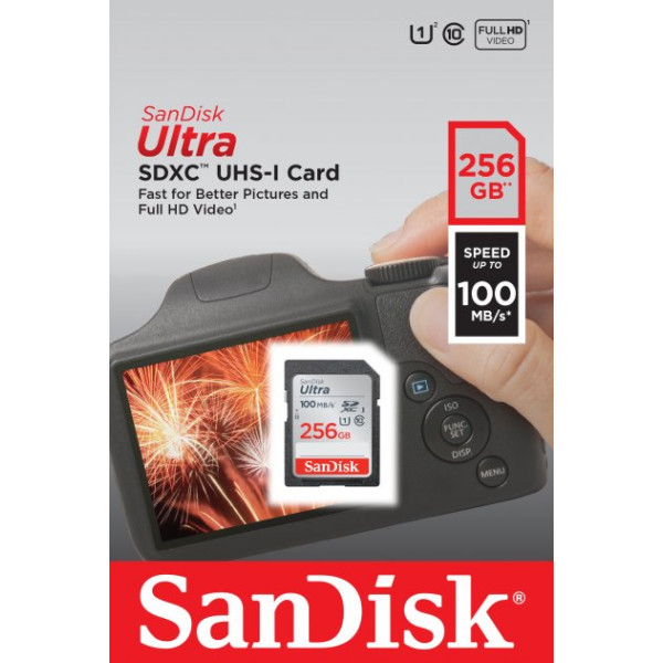 Карта пам'яті SDHC (UHS-1) SanDisk Ultra 256 ГБ класу 10 (100 МБ/с)