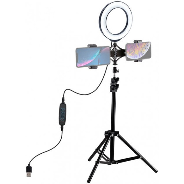 Кольцевая USB LED лампа Puluz PKT3036 6.2" + штатив 1.1 м
