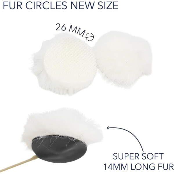 Меховые кружки URSA Straps Fur Circles 9 шт. + 30 липких полосок, белые (U-FC-9-WHT)